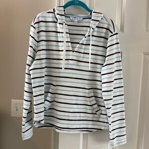 Southern Tide Paiton Blue and White Striped Terry Hoodie